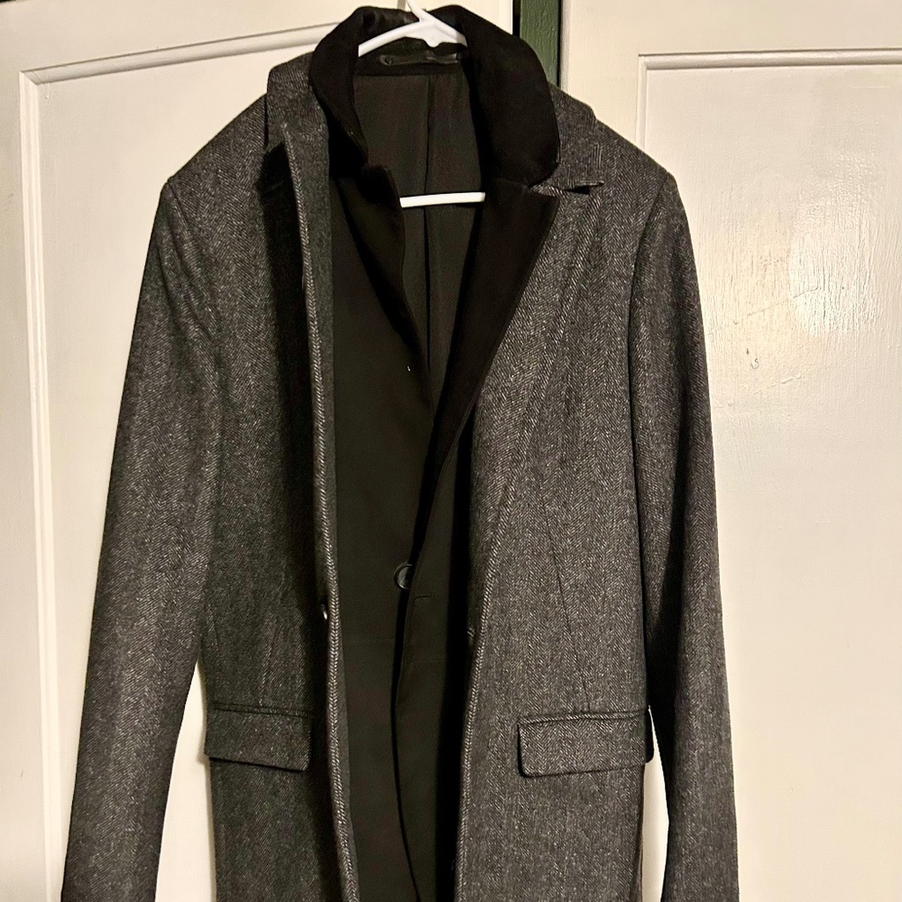 All Saints Wool and Leather Coat